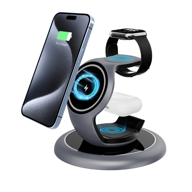 SIYOUNI Customized LOGO Trending New Smart Phone Fast Charging Station QI 15W 3 IN 1 Magnetic Wireless Charger Stand