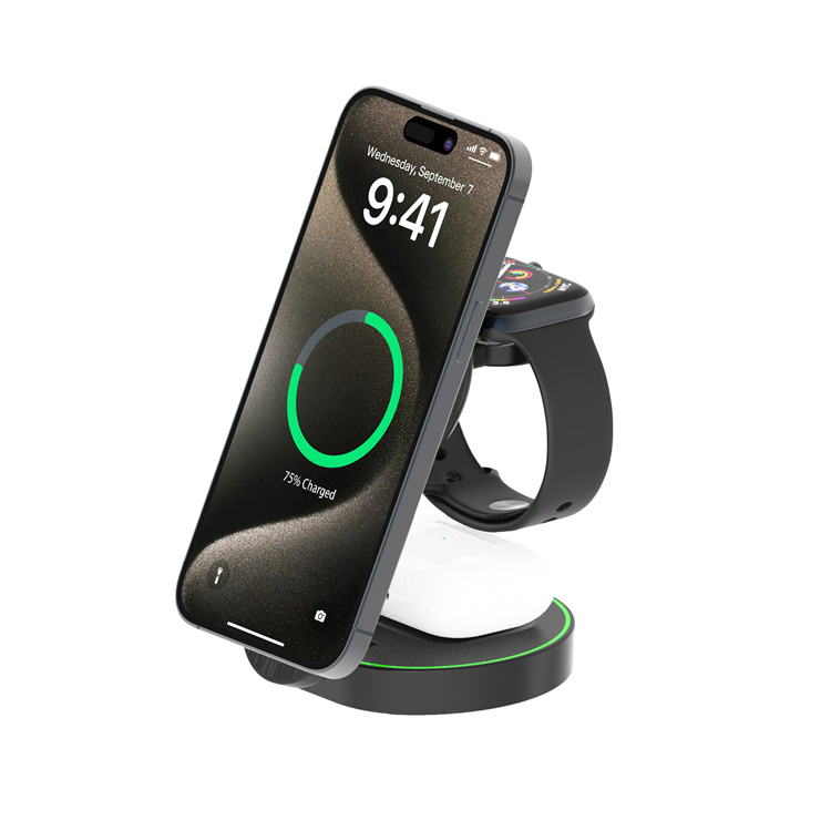 SIYOUNI New Folding Desing 3 IN 1 Magnetic Wireless Charger Stand