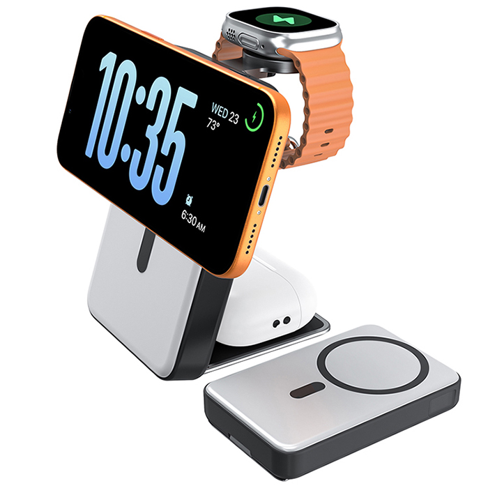 SIYOUNI 3-in-1 Magnetic Wireless Charging Fast Charging 10000mAh High Capacity Wireless Power Bank