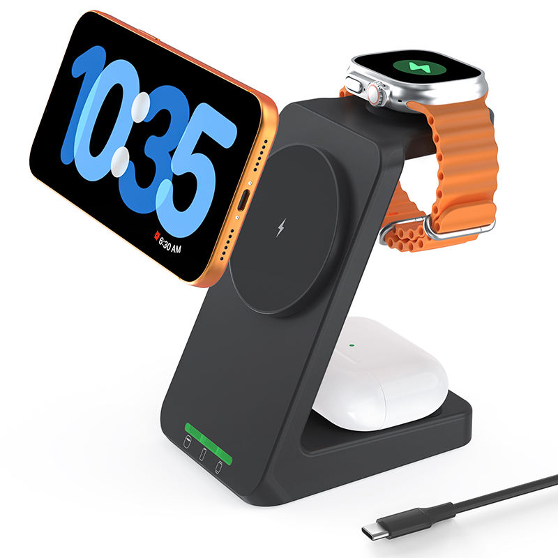 SIYOUNI 3-in-1 Smart Magnetic Fast Charging Wireless Charging Station for iPhone Smart Watch AirPods